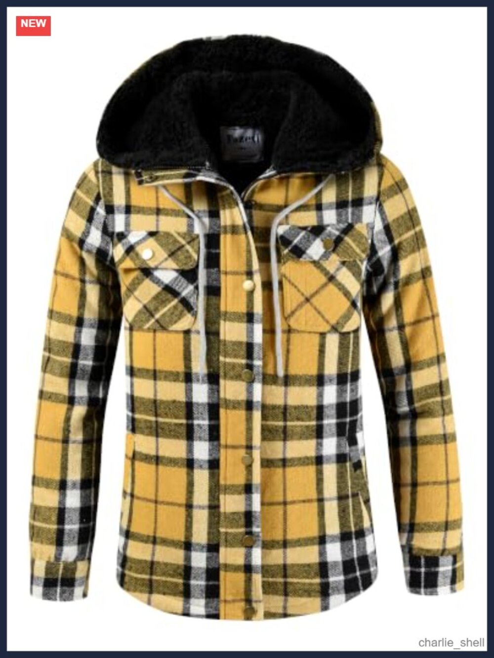 Men's Flannel Sherpa Lined Plaid Hooded Jacket Zip Snap Coat